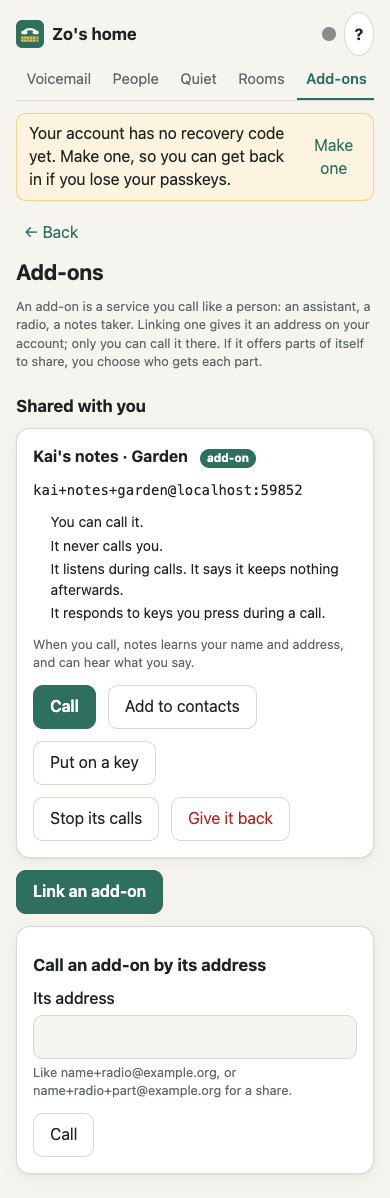 A share given to you, with Stop its calls and Give it back